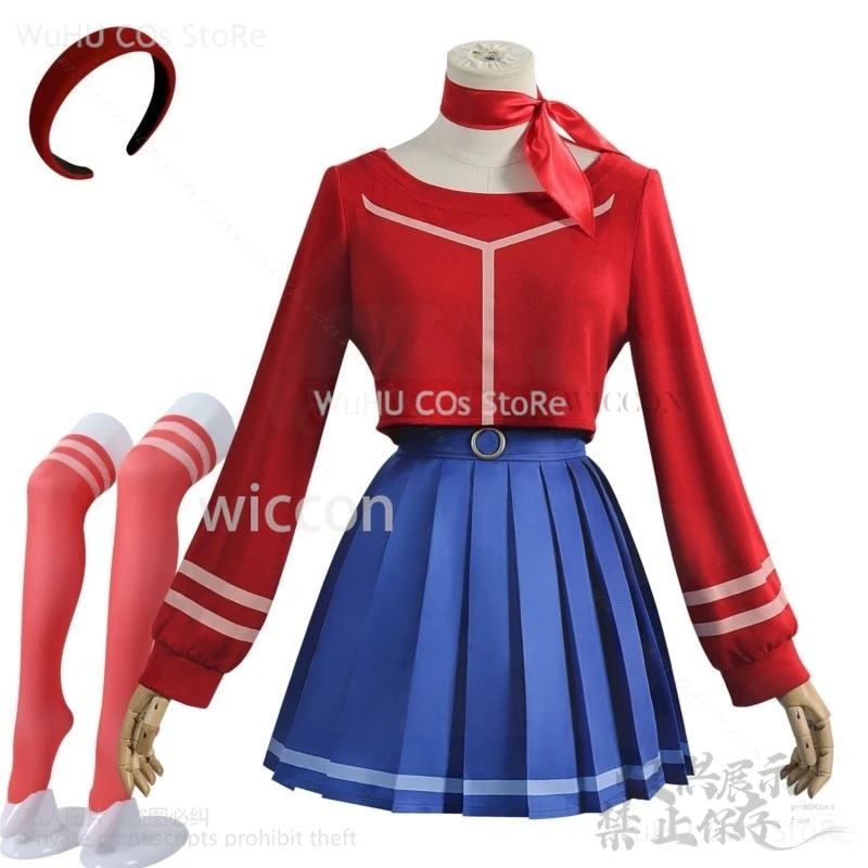 

Game MiSide Cosplay Crazy Mita Мита Cos Costume Red Dress Uniform Mita Wigs For Girls Woman Halloween Roleplay Costume
