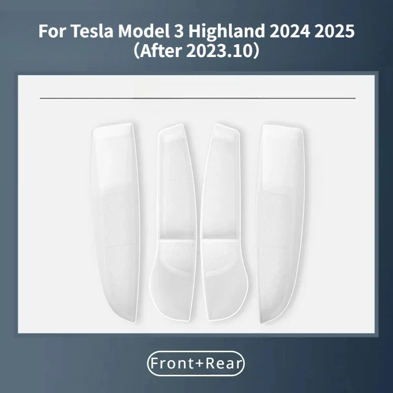Türschlitz-Aufbewahrungsbox für Tesla Model 3 Highland 2024, Auto-Türarmlehnen-Organizer für Regenschirme und Müll, 4-teiliges TPE-Organizer-Set, Auto-Zubehör