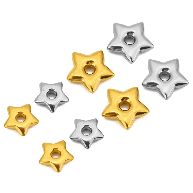 5pcs Stainless Steel Big Hole Star Pendants for DIY Earrings Necklace Jewelry Making Accessories Bracelet Charm Supplies Finding