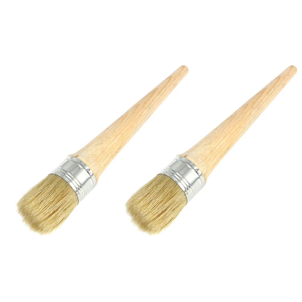 

2 pcs Round Paint Brush Durable Quality Home Decor Painting Tool Chalk Oil Canvas Practical Brushes Smooth Draw Easy Clean