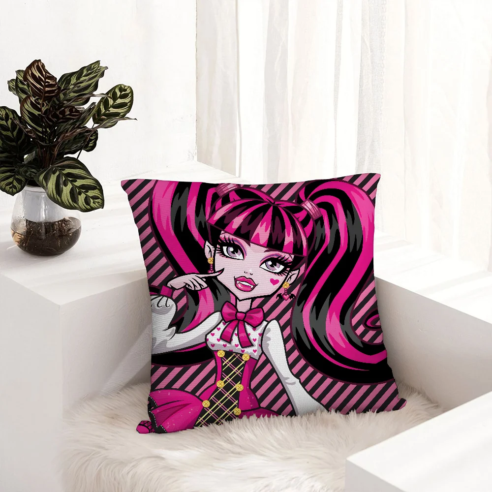 M-Monster H-High Cartoon Pillow Case Plush Fabric Soft  Pillowcase Double Sided Print Cushion Cover Household Gifts