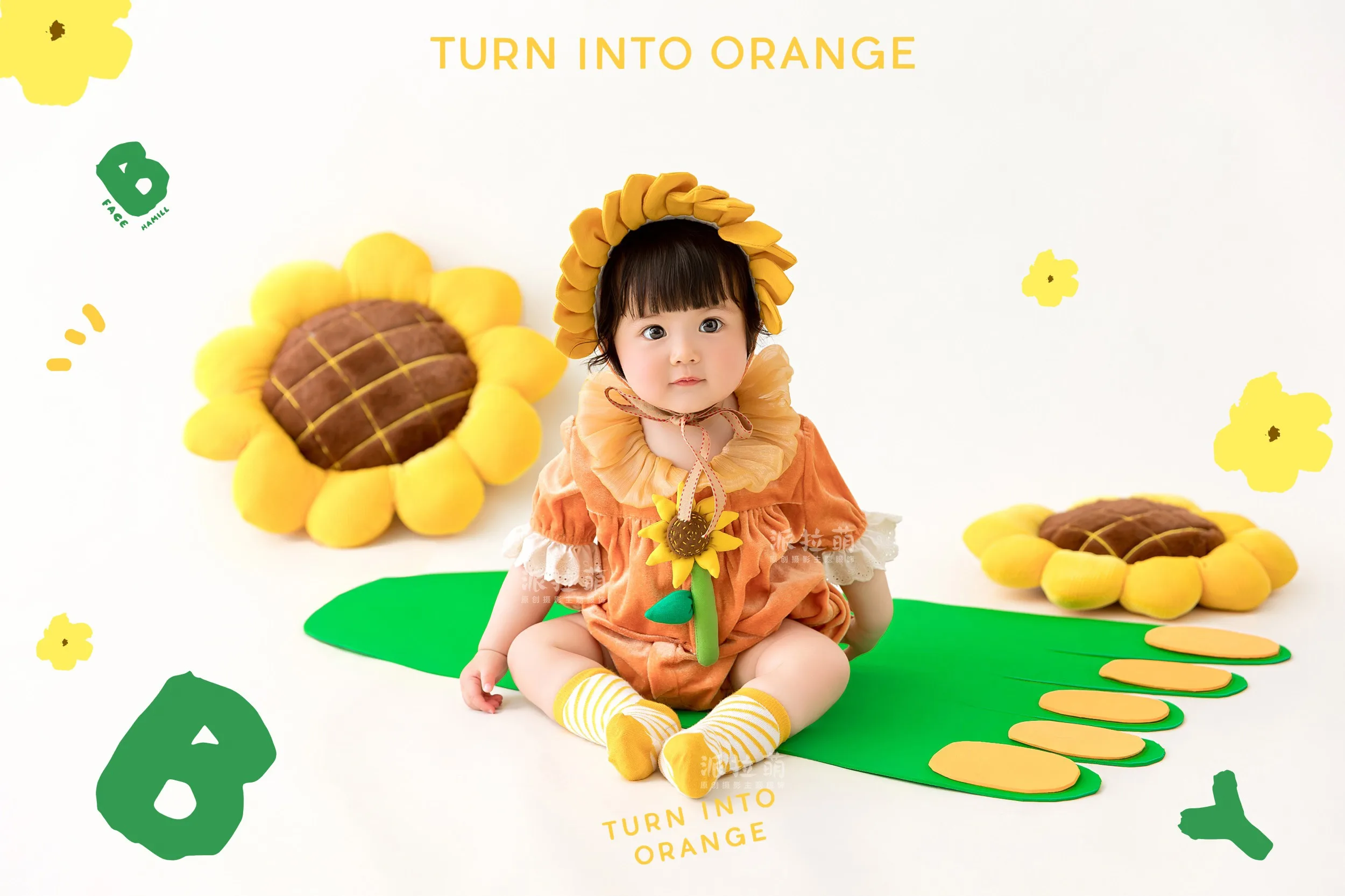 100 day photography clothing baby photography clothing cute and fresh sunflower clothing bebes acessesorios novidades  신생아촬영