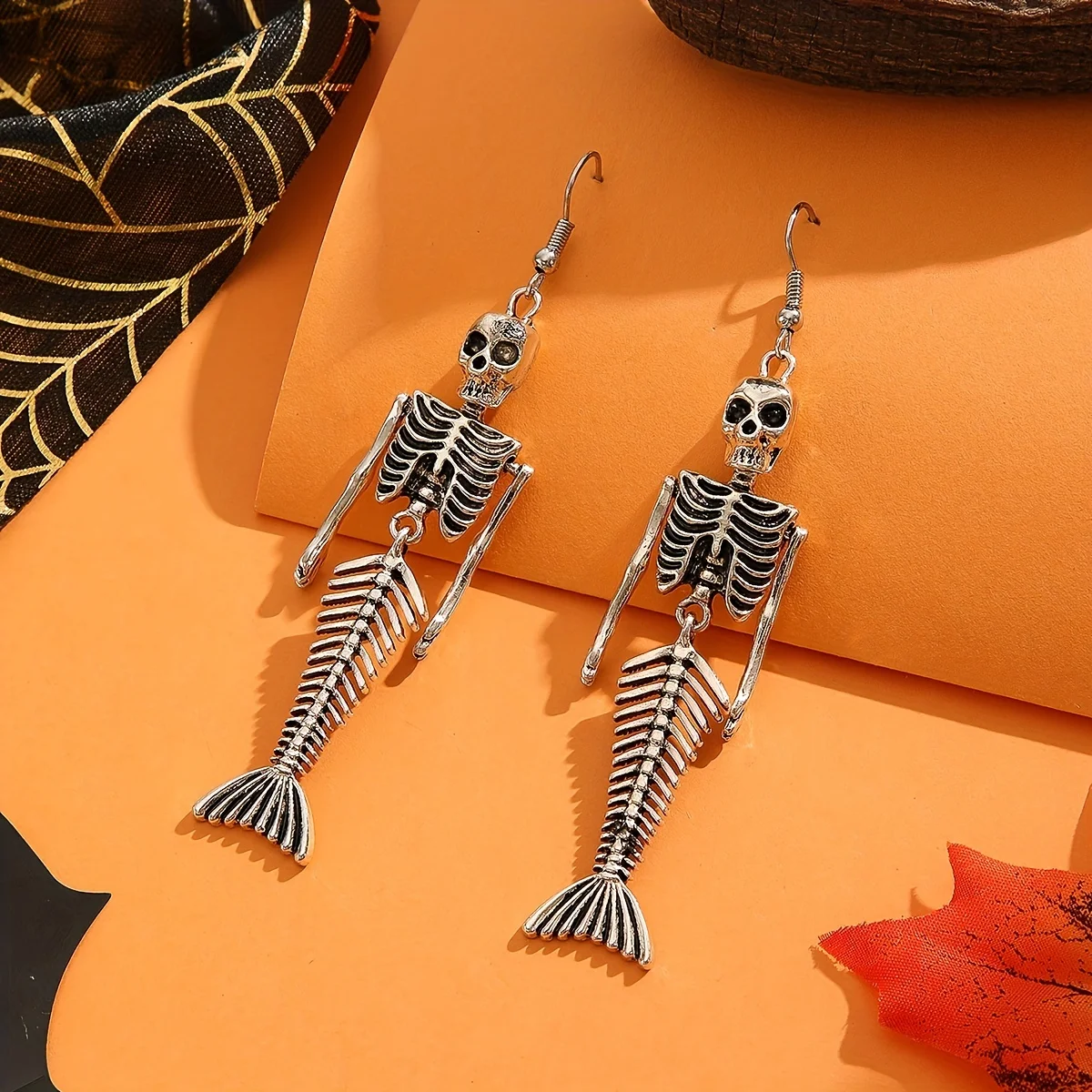 New Halloween ornament mermaid skeleton earrings with dark theme exquisite gift