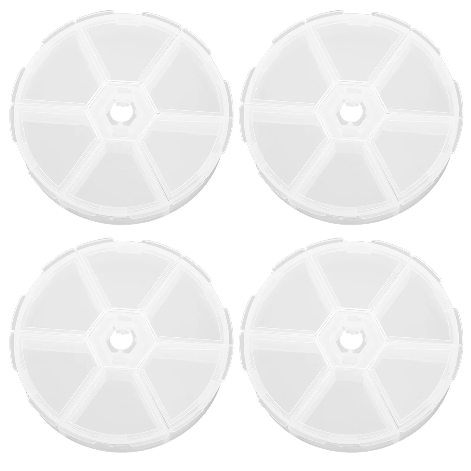 

4 Pcs Round Jewelry Box Beads Storage Transparent Organizer Small Item Carriers Portable Compartment Craft Boxes