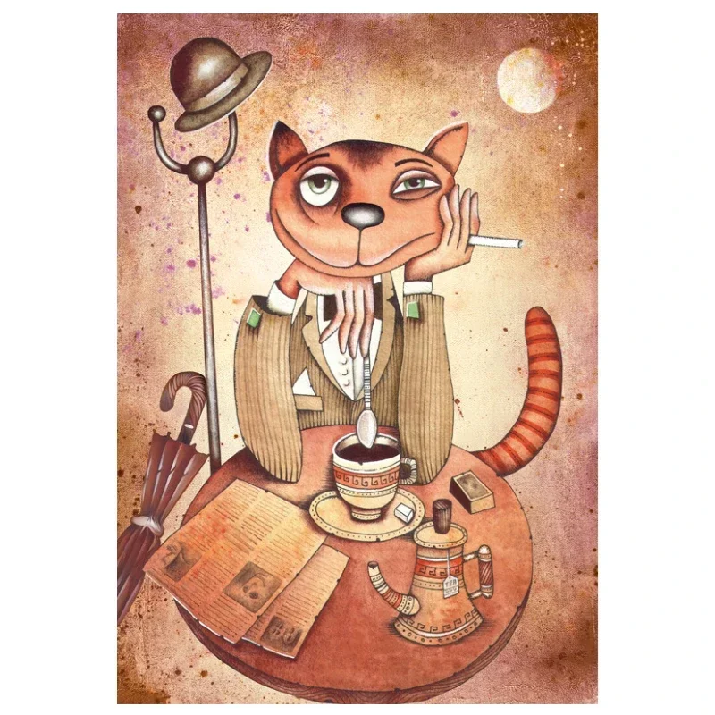 38*26cm Adult 1000 Pieces Mini Jigsaw Puzzle Gentleman\'s Cat Cute Animals Paintings Stress Reducing Toys Christmas Gifts