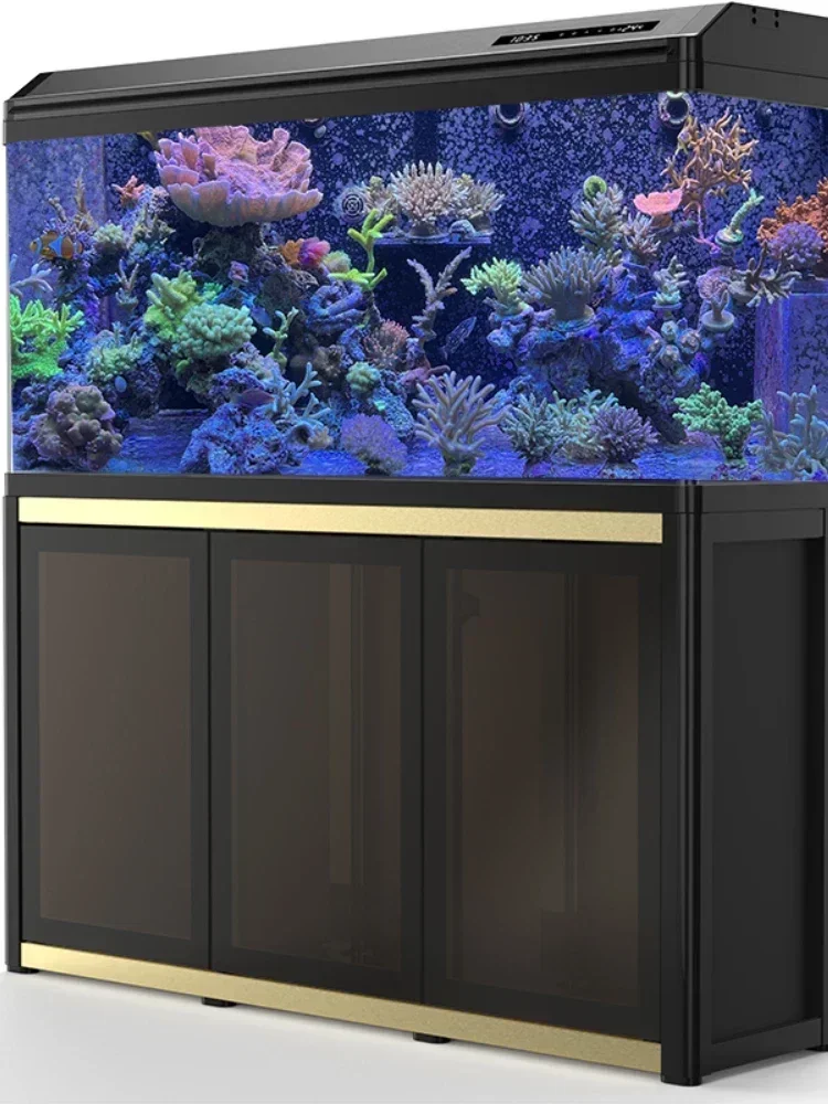 A Fish Tank Living Room Home Floor Glass with Cabinet Aquarium Ecological Change Water Medium New Fish Globe