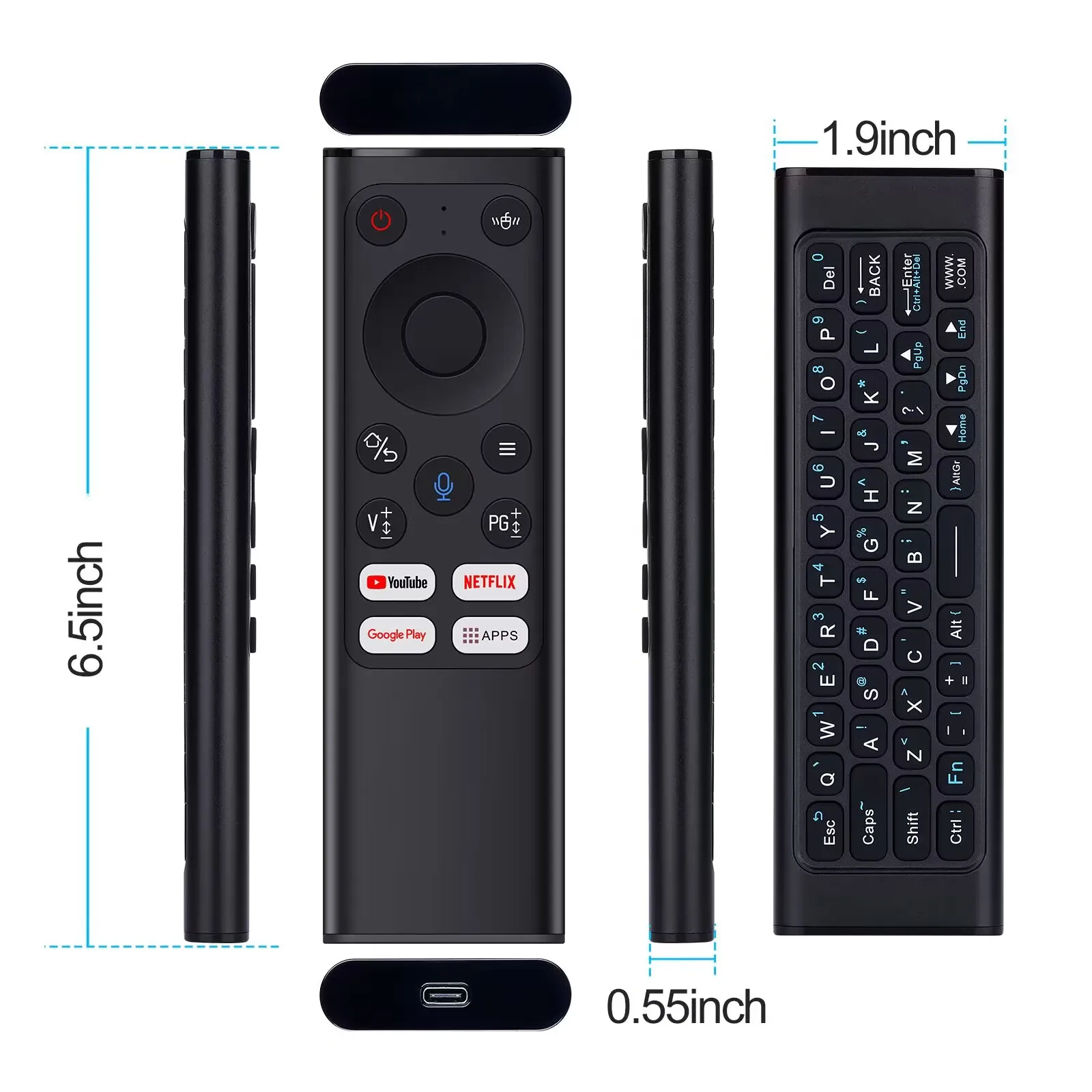 iPazzPort Universal TV Remote Mini Keyboard Wireless Combo with Voice Air Mouse, IR Learning Controller for Android TV Box,HTPC