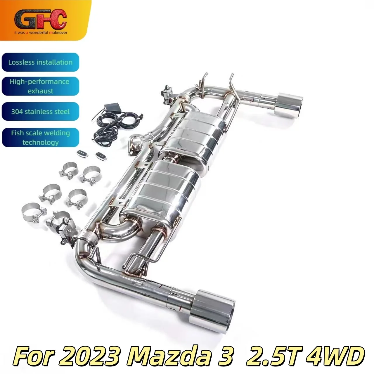 Exhaust Pipe Suitable for 2023 Mazda 3 2.5T 4WD SUS304 High-Performance Catback Electronic Valves With Muffler