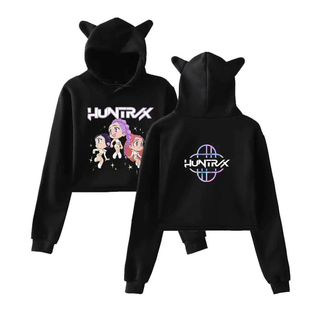KPop Demon Hunters 2025 Merch Hoodies Sweatshirt for Girls Cat Ear Crop Pullover Casual Clothes