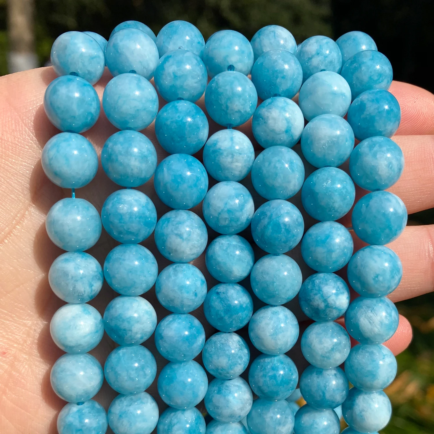 Natural Blue Chalcedony Jades Stone Beads For Jewelry Making Round Spacer Beads Diy Bracelet Accessories 4 6 8 10 12mm 15 Inches