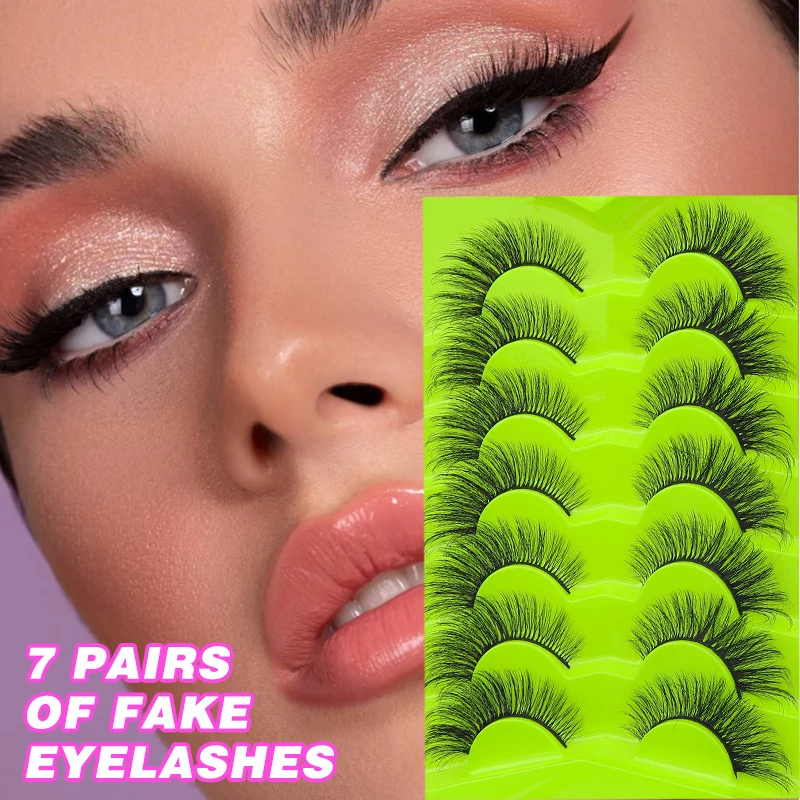 

False Eyelashes 7 Pairs Fox Lineage Eyelash Oblique Flight Thick Faux Mink Lashes Natural Fluffy Cat Eye Lash Makeup Wholesale