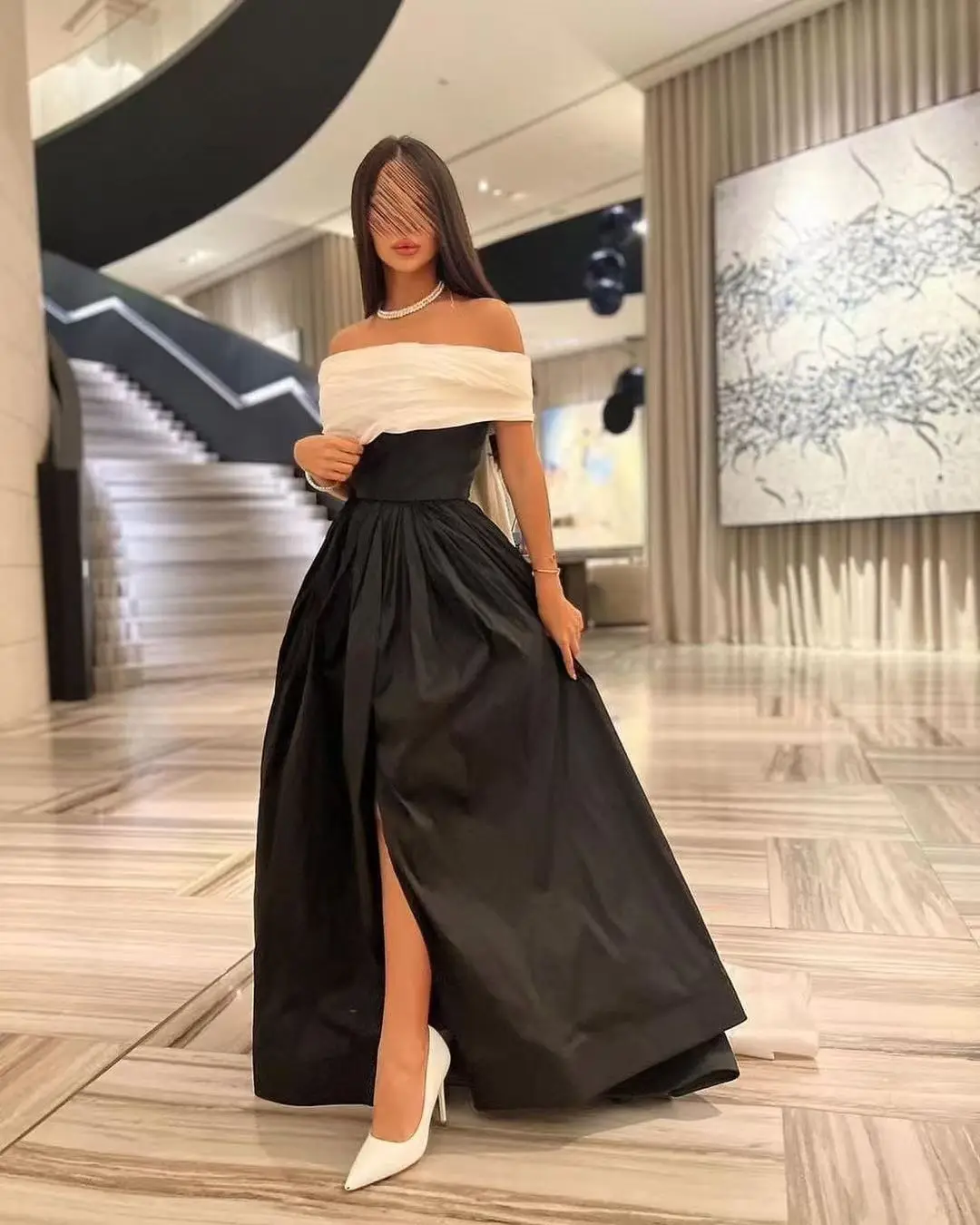 Off Shoulder Evening Dress Long A Line New Black Prom Dresses for Woman Formal Party Gown Saudi Arabia Formal Occasion Dresses