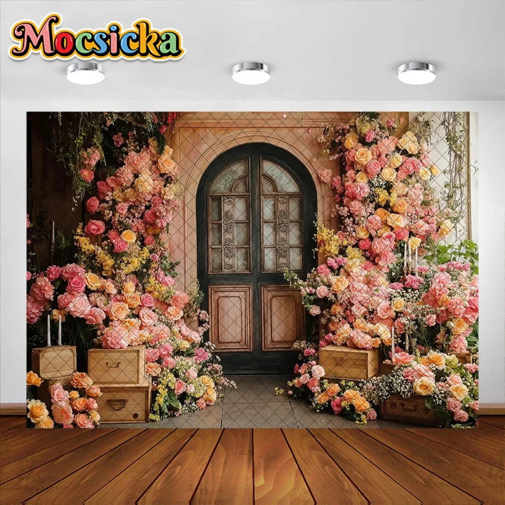 Mocsicka Photography Background Spring Flowers Arch Decoration Backdrop Baby Shower Holiday Portrait Photobooth Studio Props