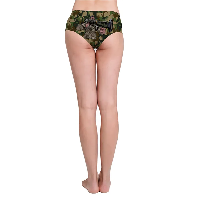 DeanFire Camouflage Print Super Soft Low Rise Women\'s Novelty Panties Underwear Sexy Briefs Thongs Gifts