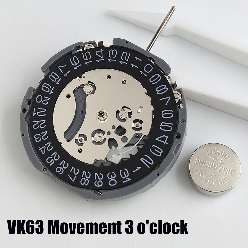 

Black High Accuracy Quartz Chronograph Watch Wrist Movement Replacement For VK SERIES VK63 3 o'clock Position Watch Single Cale