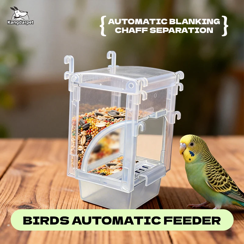 Anti-Splash Automatic Parrot Feeder  Chaff Separation Bird Food Container for Budgerigars Lovebirds Cockatiels & Munias