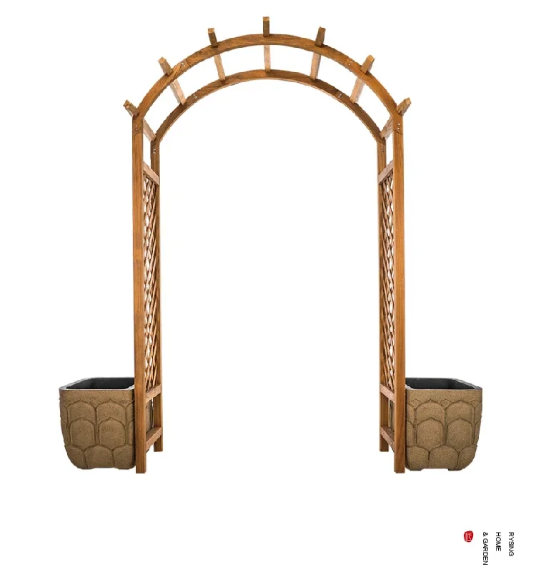 Garden Landscaping, Outdoor Teak Arch, Flower Rack with Flower Box, Courtyard, Rose Climbing Vine Rack, Grape Rack