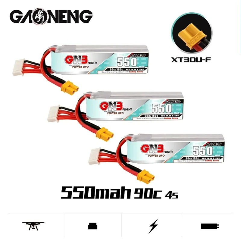 GAONENG GNB LiPo Battery 4S 14.8V 550mah 90C/180C for RC Racing FPV Drone RC Multicopter Accessories With XT30U-F Plug