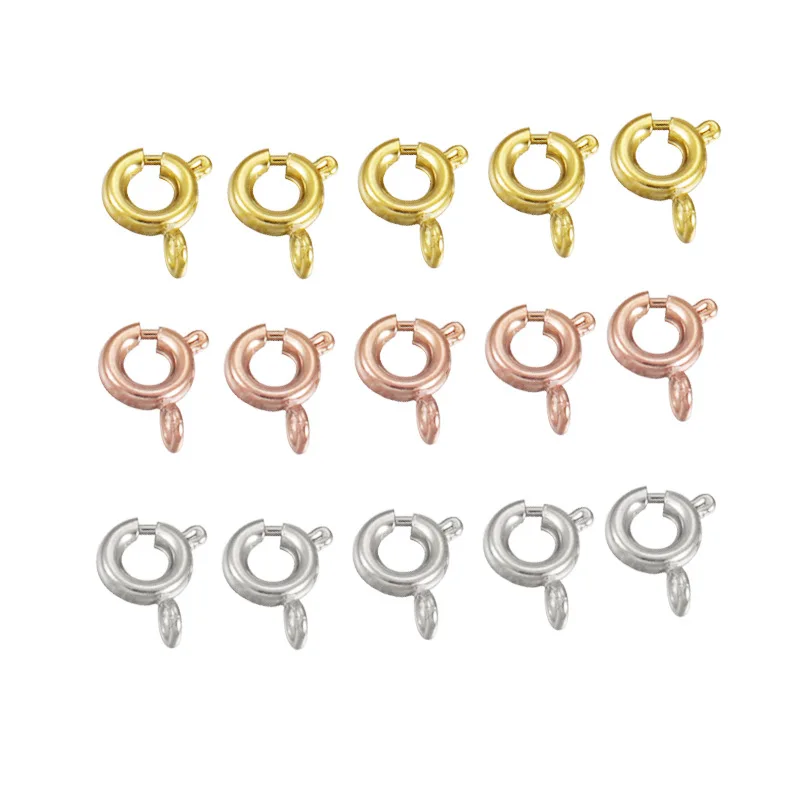 

10Pcs/Lot 3 Color Stainless Steel Round Claw Spring End Clasps Hook Necklace Bracelet Connector For DIY Jewelry Making Supplies