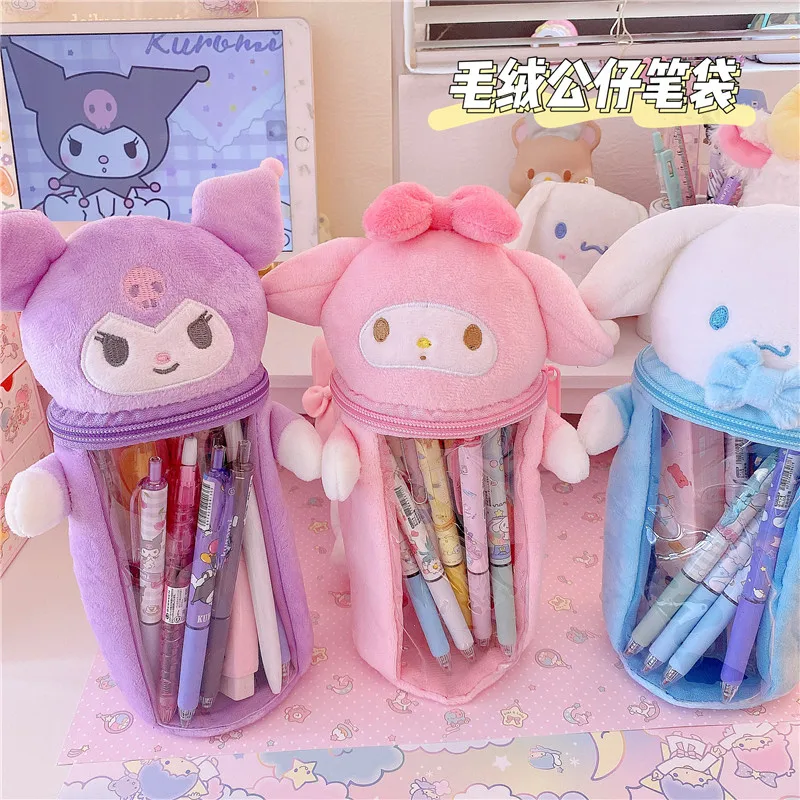 Sanrio Japanese Style Cinnamoroll Pencil Case Plush Kuromi Bag Coin Purse  My Melody Cartoon Cosmetic Bag Girlfriend Xmas Gifts