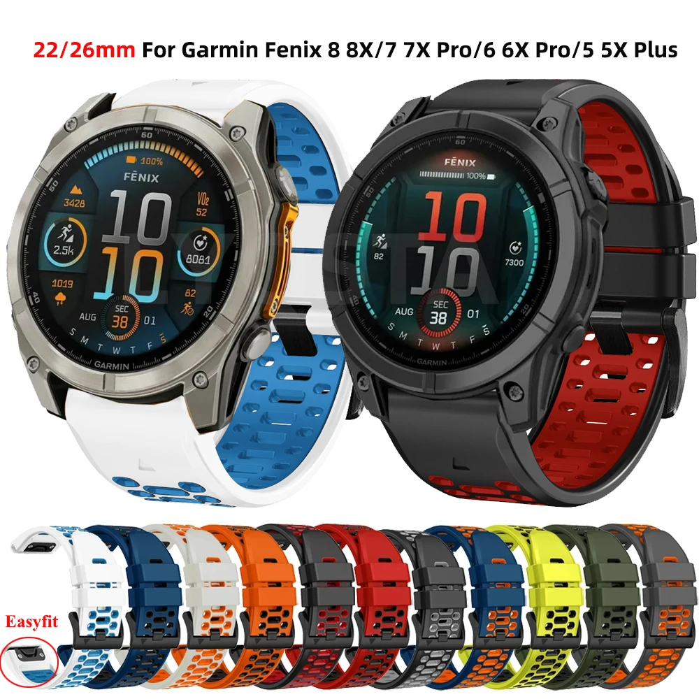 ガーミンフェニックス用シリコンストラップ,クイックフィット,8,7x,7 pro,6x,6 pro,5,5x plus,epix pro,fenix e,22mm 26mm