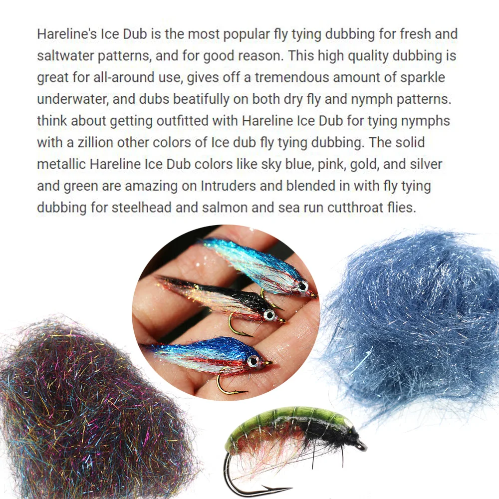 Vtwins Ultra Fine Hareline Ice Dub Scud Dub holograficzny materiał do wiązania much dla nimfy Streamer Minnow oliwkowy czarny pomarańczowy sprzęt — zdjęcie 3