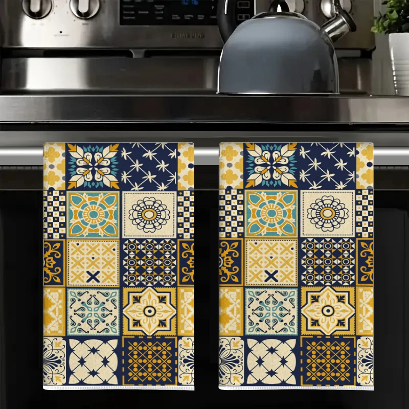 2Pcs, Navy Blue Checkered Kitchen Towels, 40Cm*60Cm Towel Set, Best Kitchen Towels, Super Absorbent Soft Cleaning Cloth, Cooking and Baking Tea Towels, Hand Towels, Cleaning Cloths, Dishcloths, Kitchen Decor, Living Room Decorations, Kitchen Essentials, Home Essentials