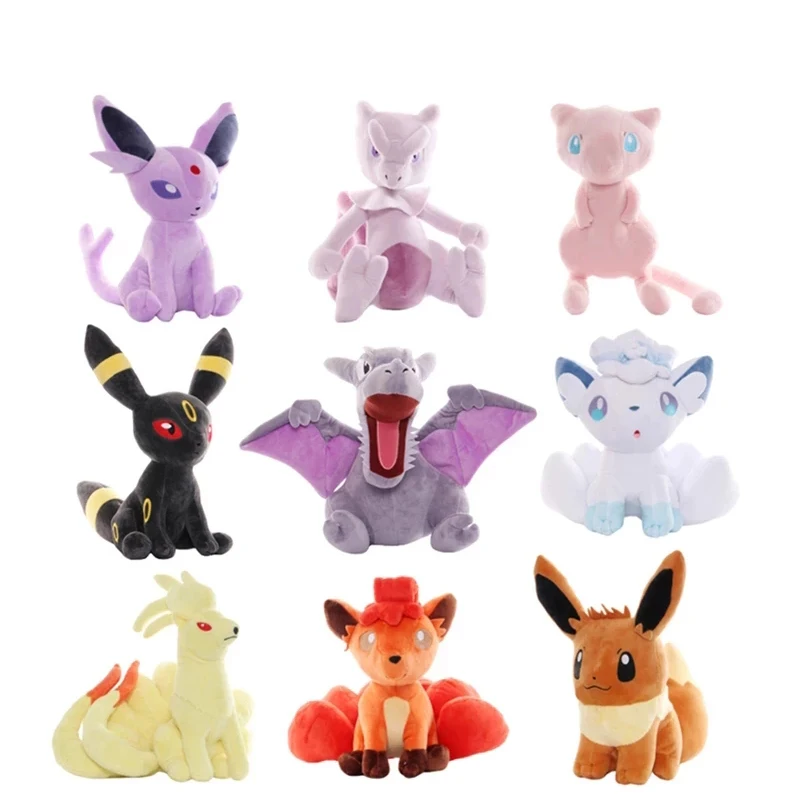 30-40cm Pokemon Plush Doll Toy Ninetales Espeon Umbreon Eevee Ice Vulpix Aerodactyl Mewtwo Mew Pikachu Pillow Kid Birthday Gift