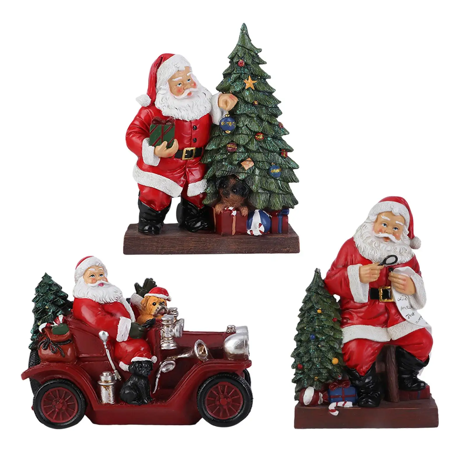 

Lighted Santa Christmas Figurine Holiday Ornaments for Home Desk Living Room