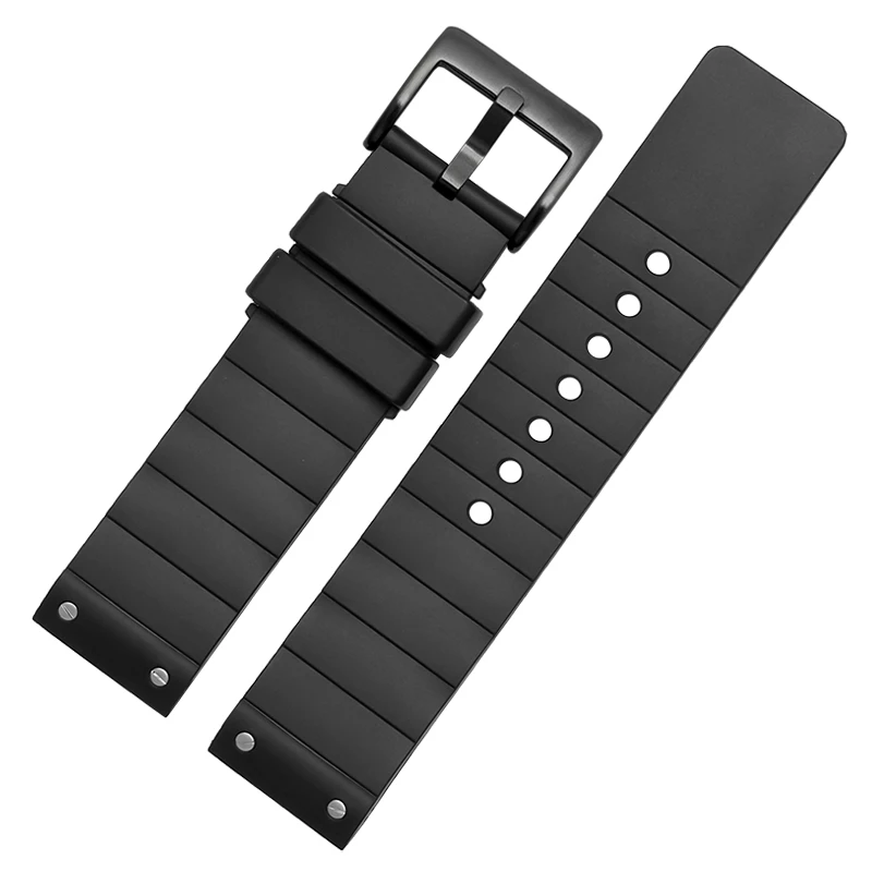 For Cartier Santos Sandoz 100 rubber watchband black Rivet silicone strap 20mm 23mm watch band men women soft  Rubber bracelet