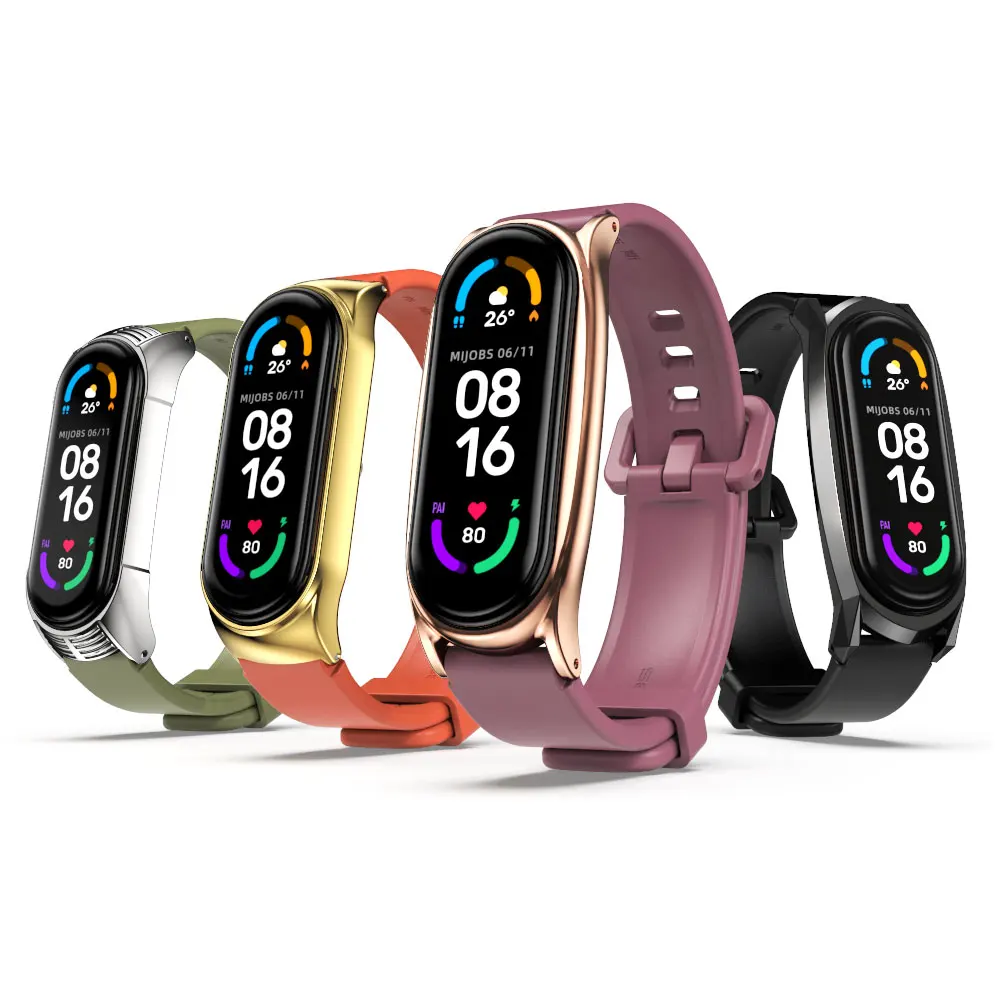 ل Mi الفرقة 10 9 8 7 6 5 4 3 حزام سيليكون معصمه ل Mi الفرقة 8 حزام من الجلد ل Mi الفرقة 7 سوار MiBand الأساور المعدنية