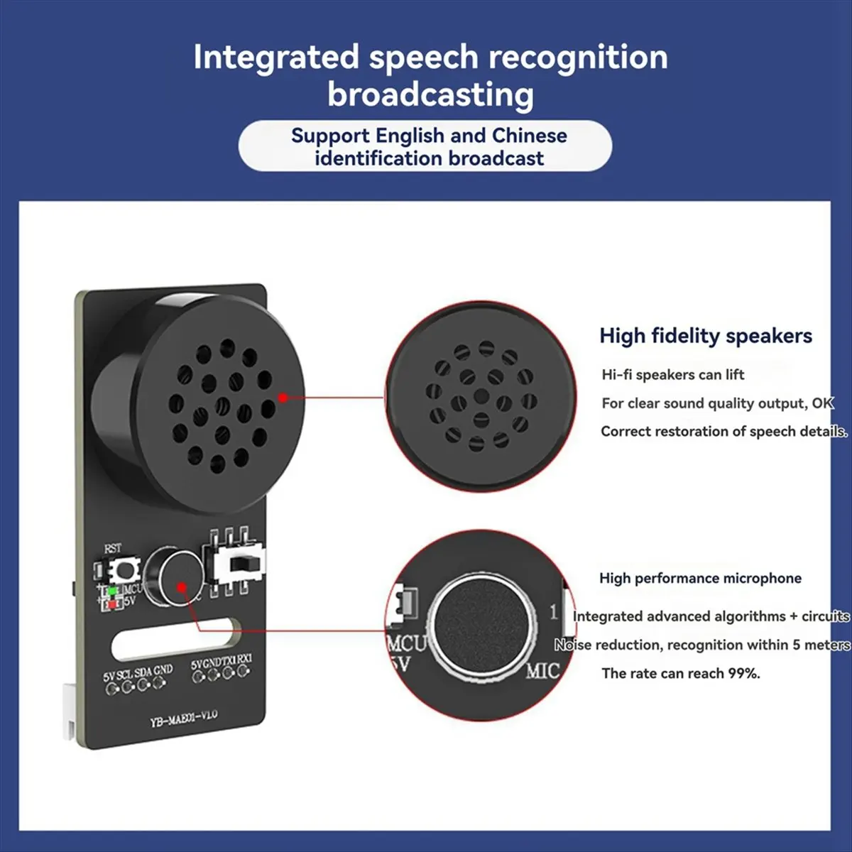 AAAE AI Voice Recognition Module for ROS Robot CI1302 Serial Port Sound Sensor Recognition Broadcast Model Training