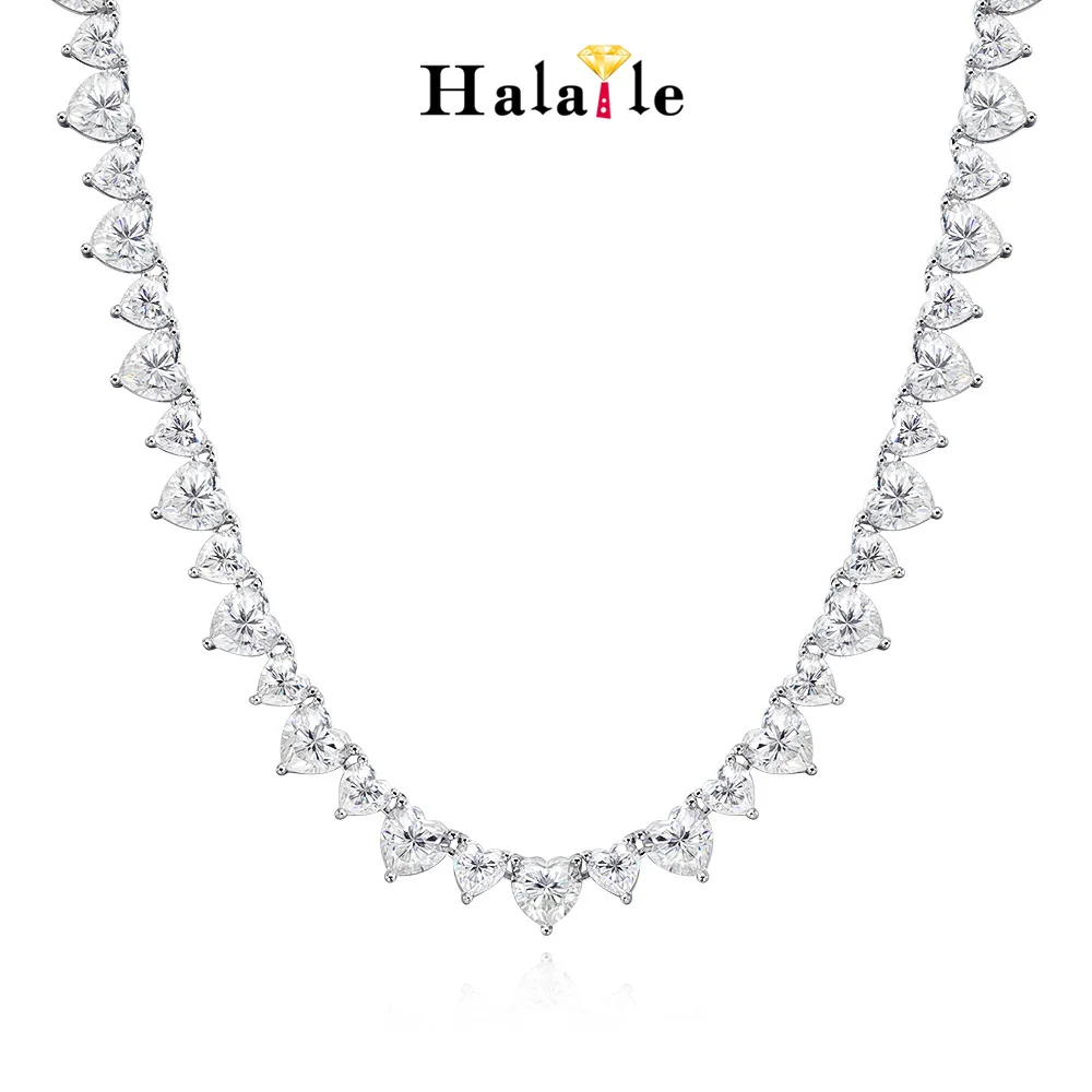 Halaile D Color Moissanite S925 Sterling Silver 3 Claws Tennis Necklace with GRA Luxury Fine jewelry Women's Elegant Neck chain