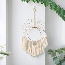 Boho Macrame Appeso a parete Evil Eye Arazzo Decorazione Decorazioni per la casa Acchiappasogni Estetico Arte del metallo Camera da letto Ornamenti