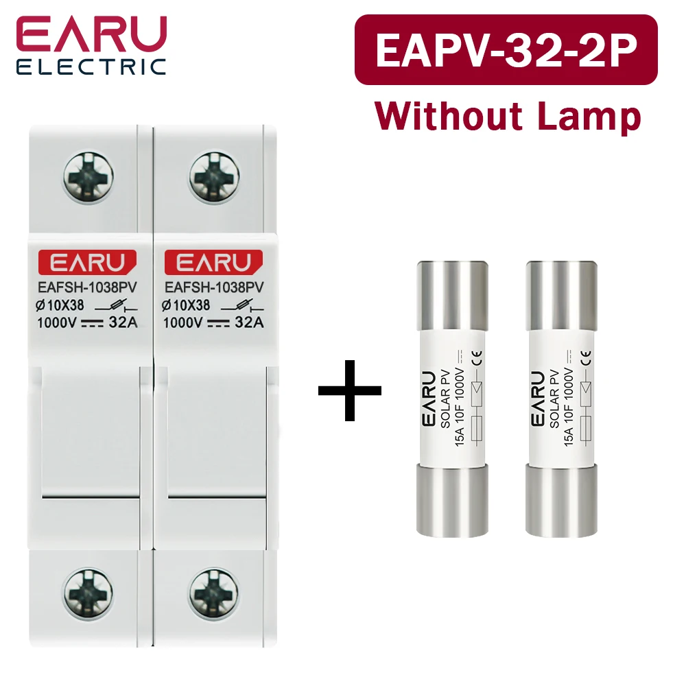 EARU 1 Set 2P Parallel DC1000V Sicherungshalter 10*38mm Hochspannungs-Solar-PV 6-32A Basis Photovoltaiksystem-Schutzschalter GPV