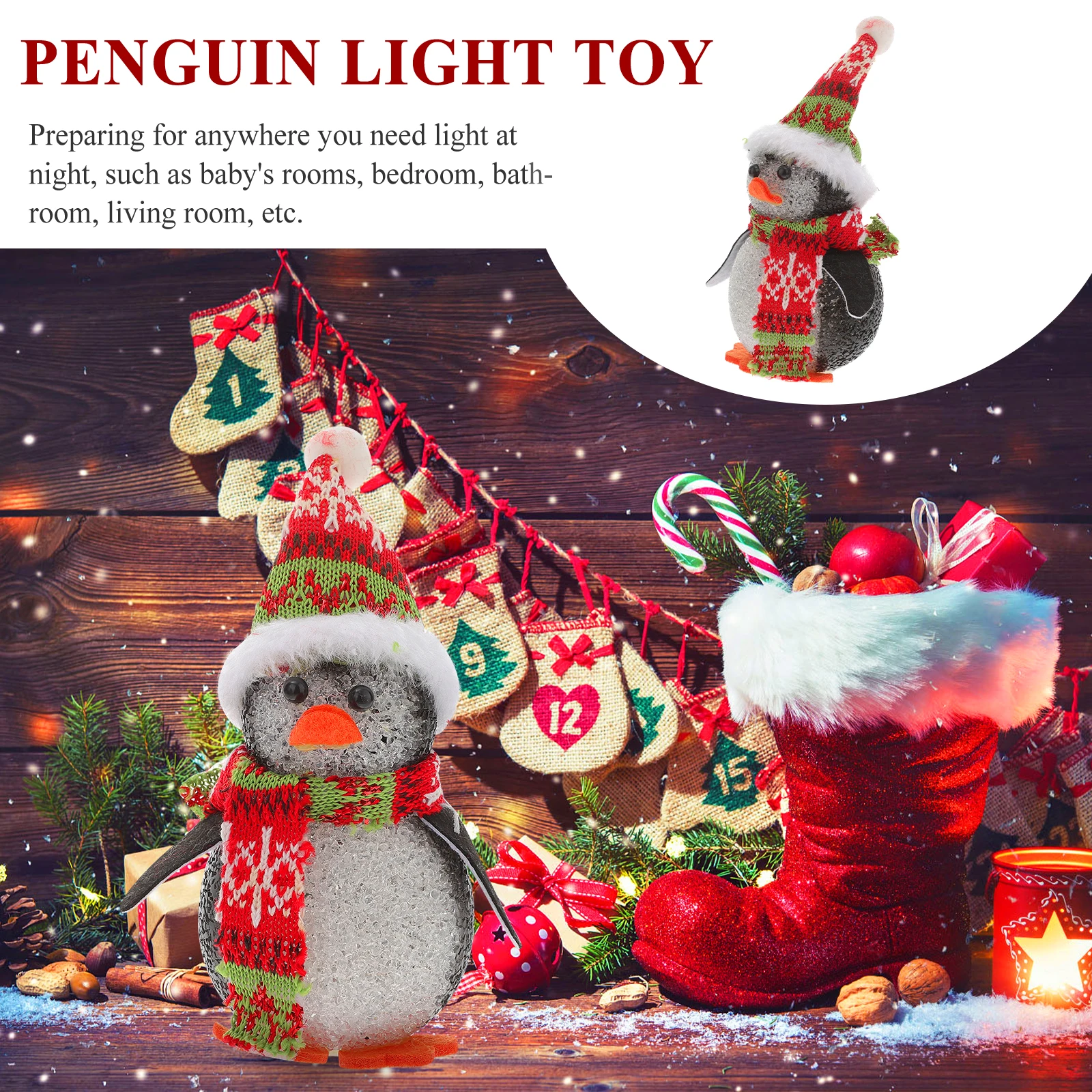 

2pcs Penguin Night Light Soft Glowing Christmas Led Lamp LED Lamp Bedroom Bathroom Decor Home Festivals Gifts