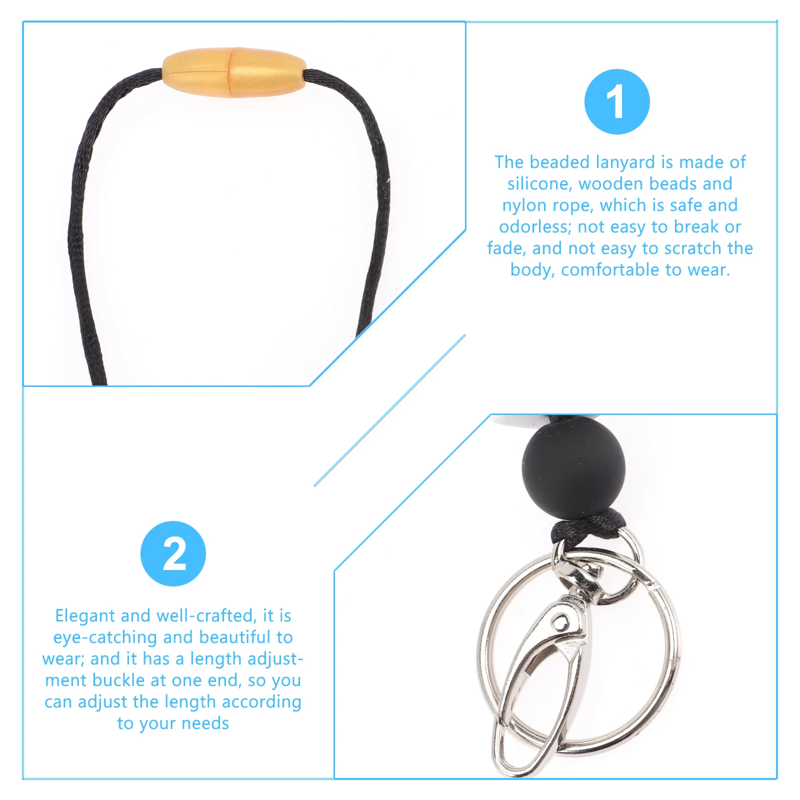 Soporte para collar con cordón para tarjeta de identificación con cuentas, elegante y cómodo para tarjetas de acceso Ids, tarjetas de visita, soporte para insignia fácil