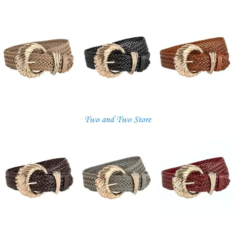 

HX6F Stretchable Braided Belt Girdle for Women Girls Lightweight Waistband with Secure Clasp for Daily and Travel Use