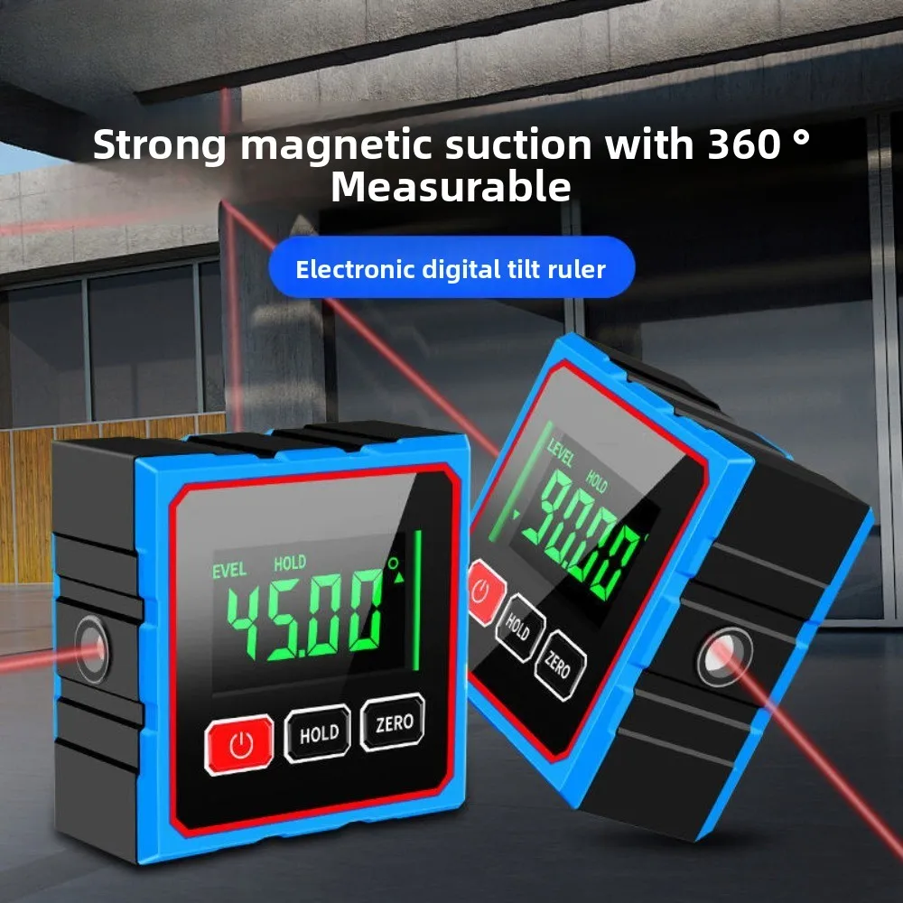 With Magnetism Cross Electronic Laser USB Rechargeable Protractor Level Angle Ruler Angle Measurement Inclinometer