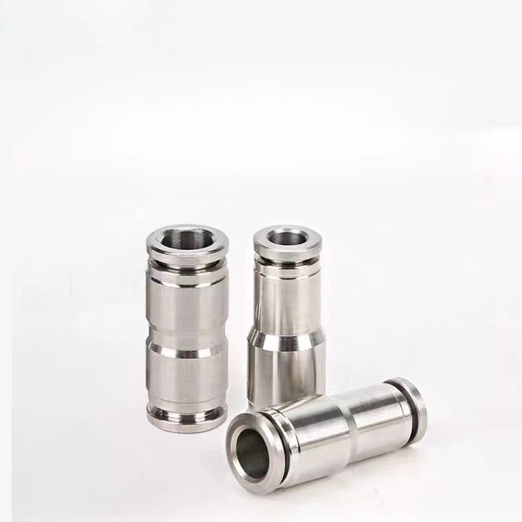 304 Stainless Steel Pneumatic Straight Quick Connector Push In Fitting Compatible with PU Air Tube 4/6/8/10/12/16mm