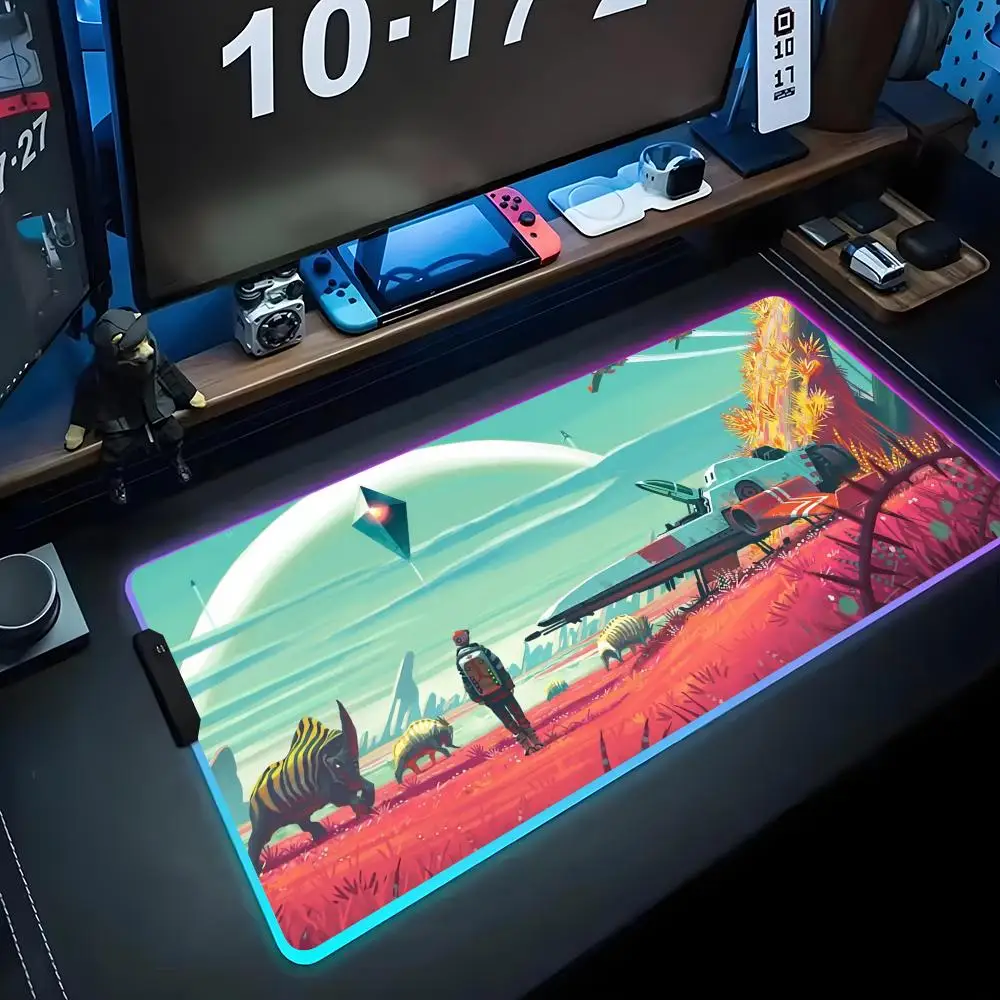 

Коврик для мыши Game no man sky RGB Gaming Mousepad Большой светодиодный коврик для ПК Настольный коврик Светящийся коврик для мыши Большие коврики для клавиатуры Настольный коврик с
