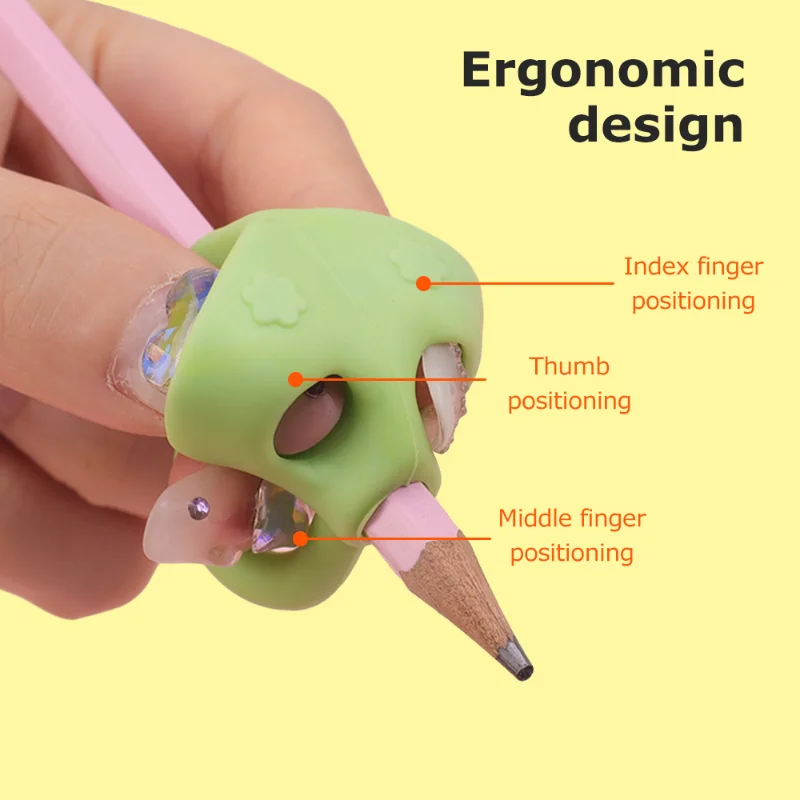 Child Pen Grips Silicone Three-finger Grip Posture Corrector Student Writing Posture Correction Learning Stationary Supplies
