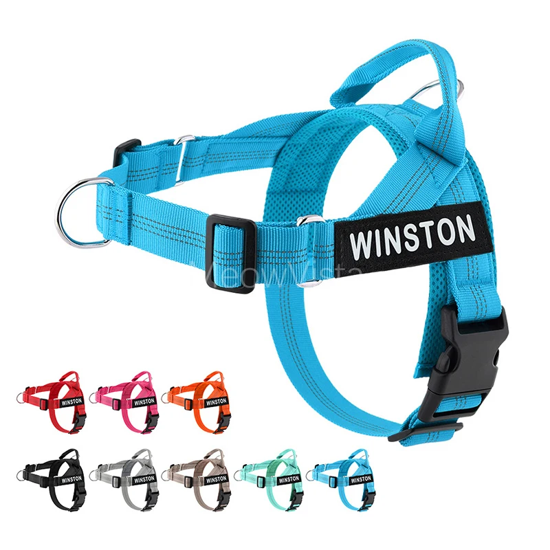 

Personalized No Pull Dog Harness with Name Patch Escape-Proof Adjustable Reflective Soft Padded Dog Vest for Training Walking