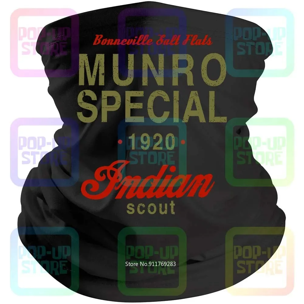 Munro Special 1920 Speed Record Indian Bike Distressed Print Natural Black Bandana Balaclava Scarf Neck Gaiter Mouth Cover