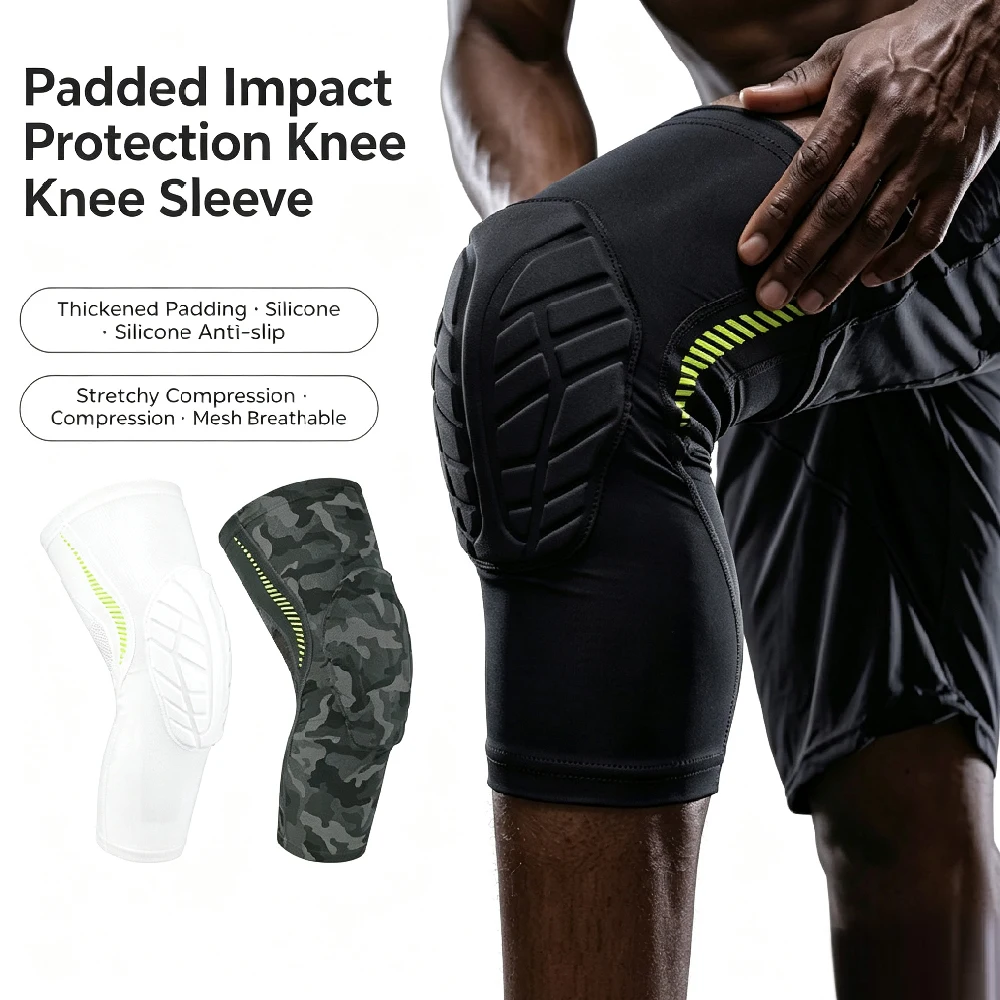 1/2PCS EVA Anti Collision Knee Compression Sleeve, Honeycomb Shockproof Knee Pads,Non Slip Knee Support for Basketball Wrestling
