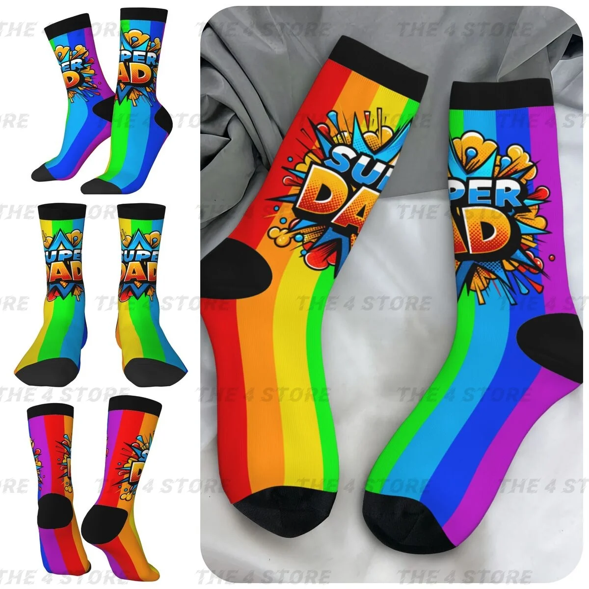 

Super Dad High elasticity polyester fiber cosy Unisex Hip Hop Happy 3D color printing Socks
