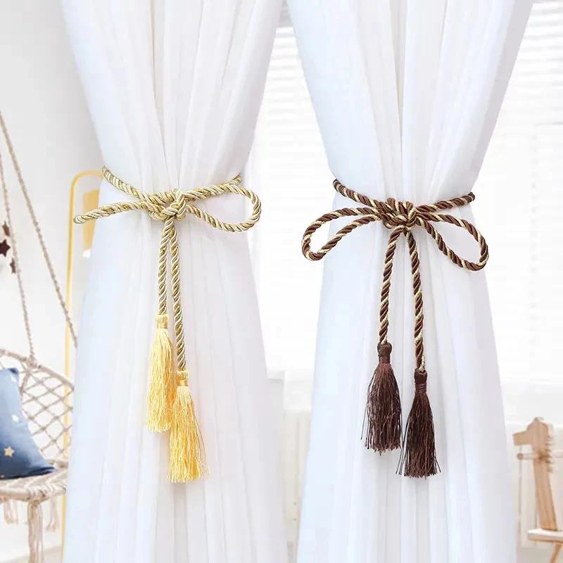 Curtain Tassel Tiebacks Polyester Tassel Rope Handmade Weave Tassel Fringe Bandage Room Curtain Accessories Home Decoration