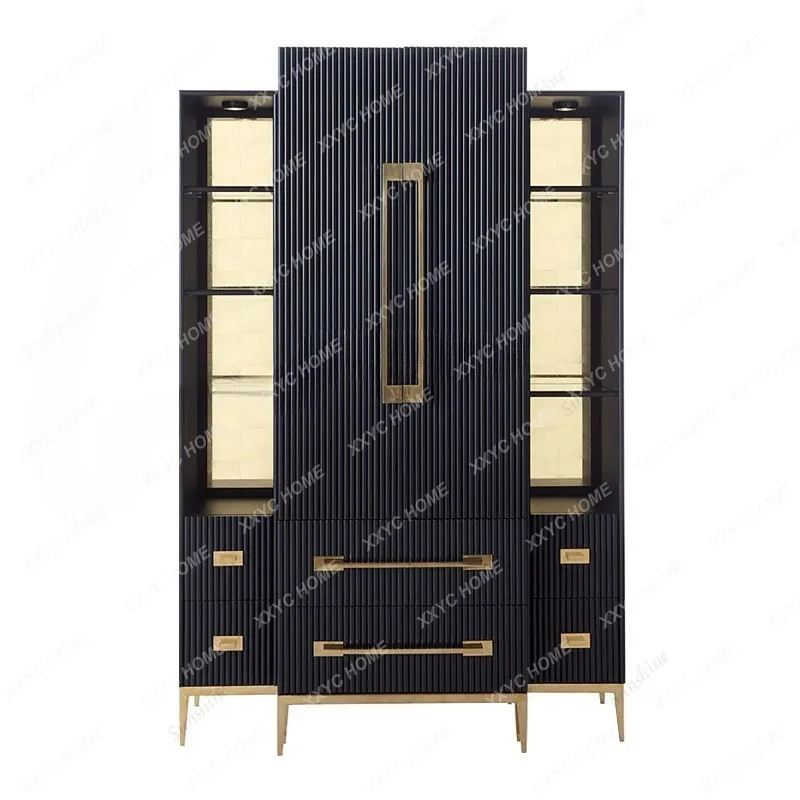 high-end solid wood bookcase,  neoclassical wine cabinet, living room decoration cabinet