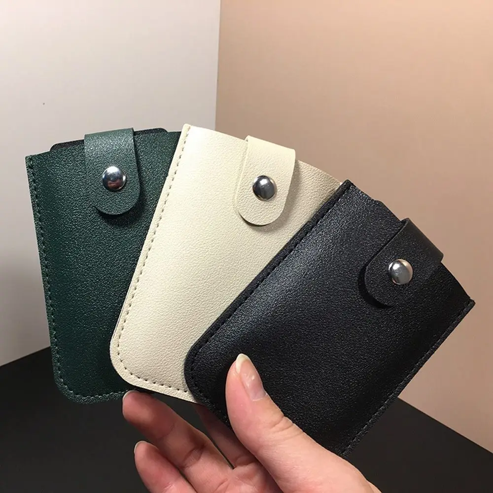 PU Leather Credit Card Case Students Bus Card Holder Women Card Case Small Purse Wallets Pulling Card Holder Men Card Cover