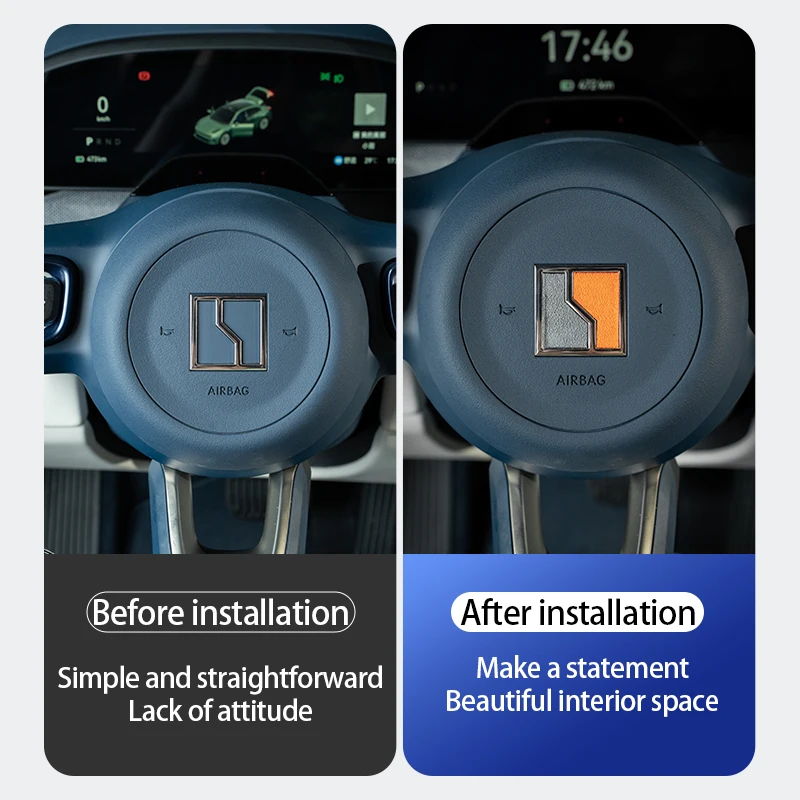 ZEEKR 001 steering wheel, LOGO decoration stickers, alcantara modified car interior products, car suede accessories